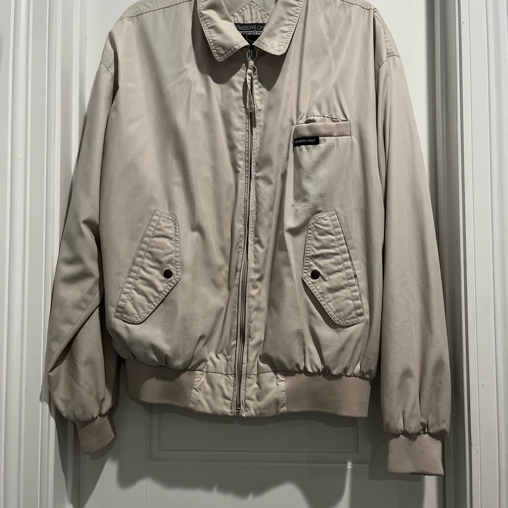 Vintage Members Only Light Tan Bomber Jacket